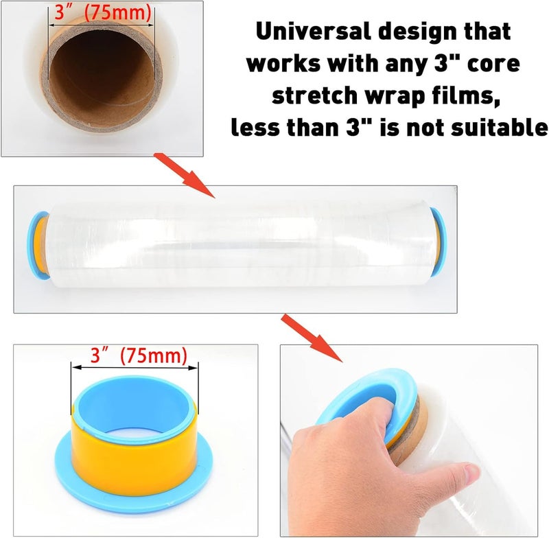 ELFJOY Stretch Film Dispenser Stretch Wrap Dispenser for 3" Core Film Shrink Wrap Holder for Shipping Pallet Packing and Moving Supplies Blue 1 Pairs - Image 2
